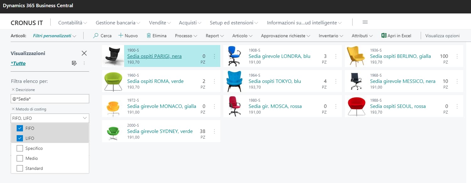 Le novità di Dynamics 365 Business Central 2019 Release Wave 2: selezione multipla nei filtri