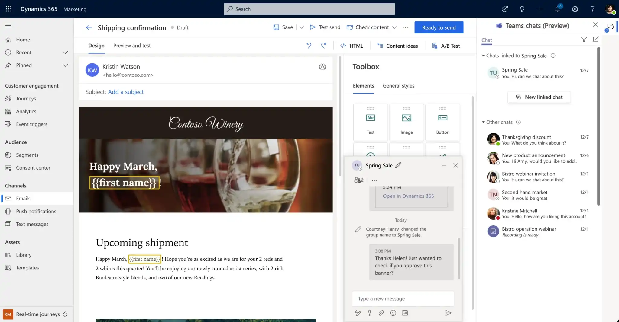 Dynamics 365 Marketing: integrazione nativa con la chat di Microsoft Teams