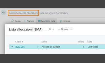 EMA Budget Allocation per Business Central: funzionalità dell'app