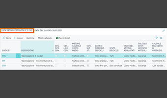 Inventory Valuation and Costing per Business Central: funzionalità dell'app