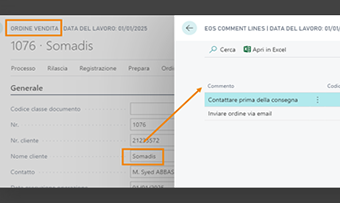 Show Comments on Documents per Business Central: funzionalità dell'app